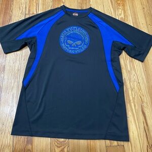 Harley Davidson black and blue shirt